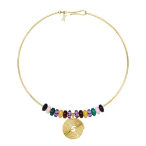 Licorice choker yellow gold with multiple candy beads