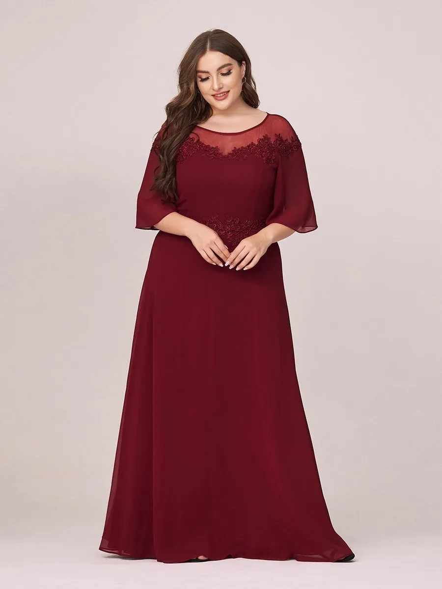 Long Flutter Sleeve Dress Size 24 Style 73004