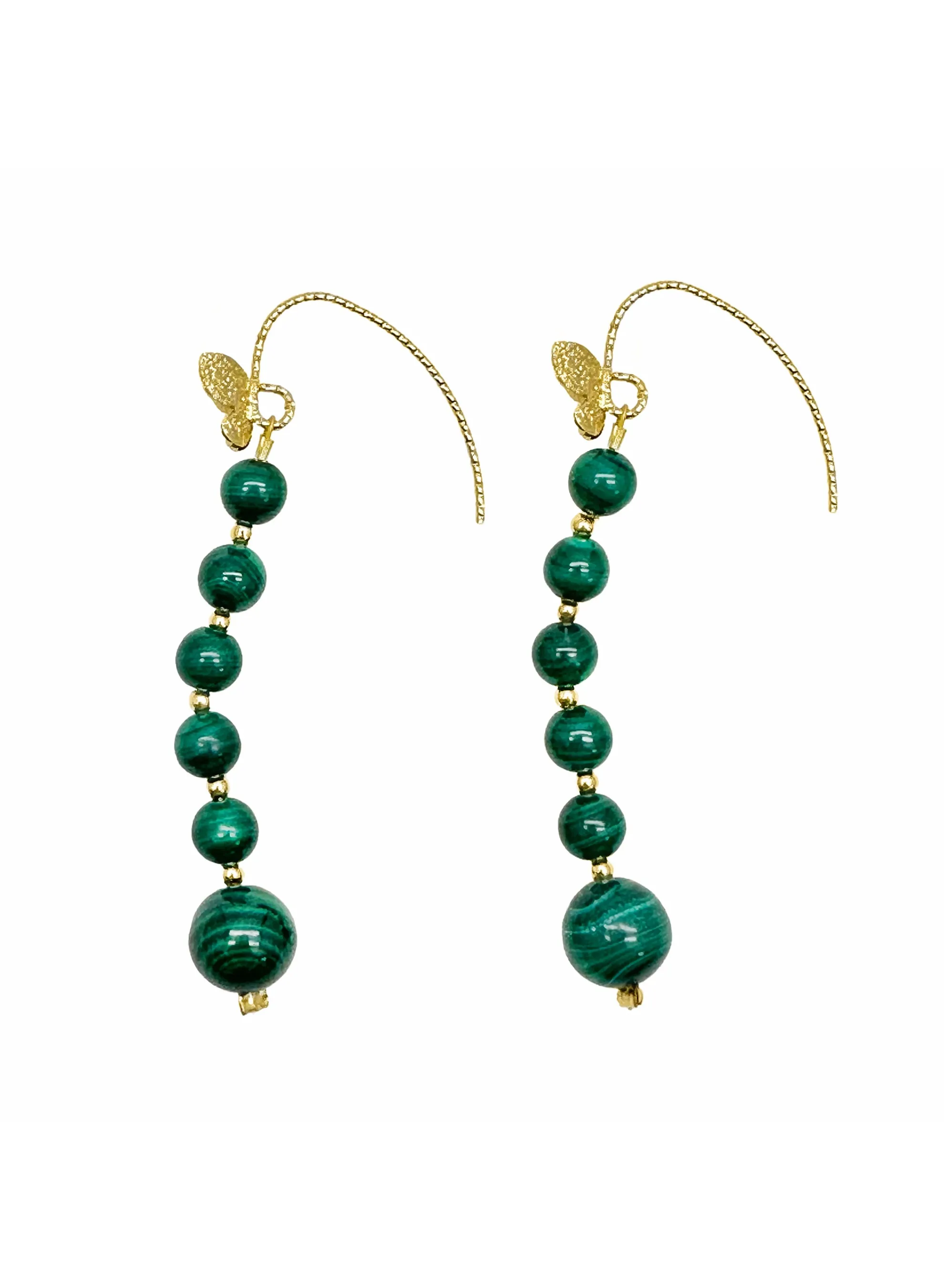 Malachite Drops with Butterfly Hook Earrings LE030