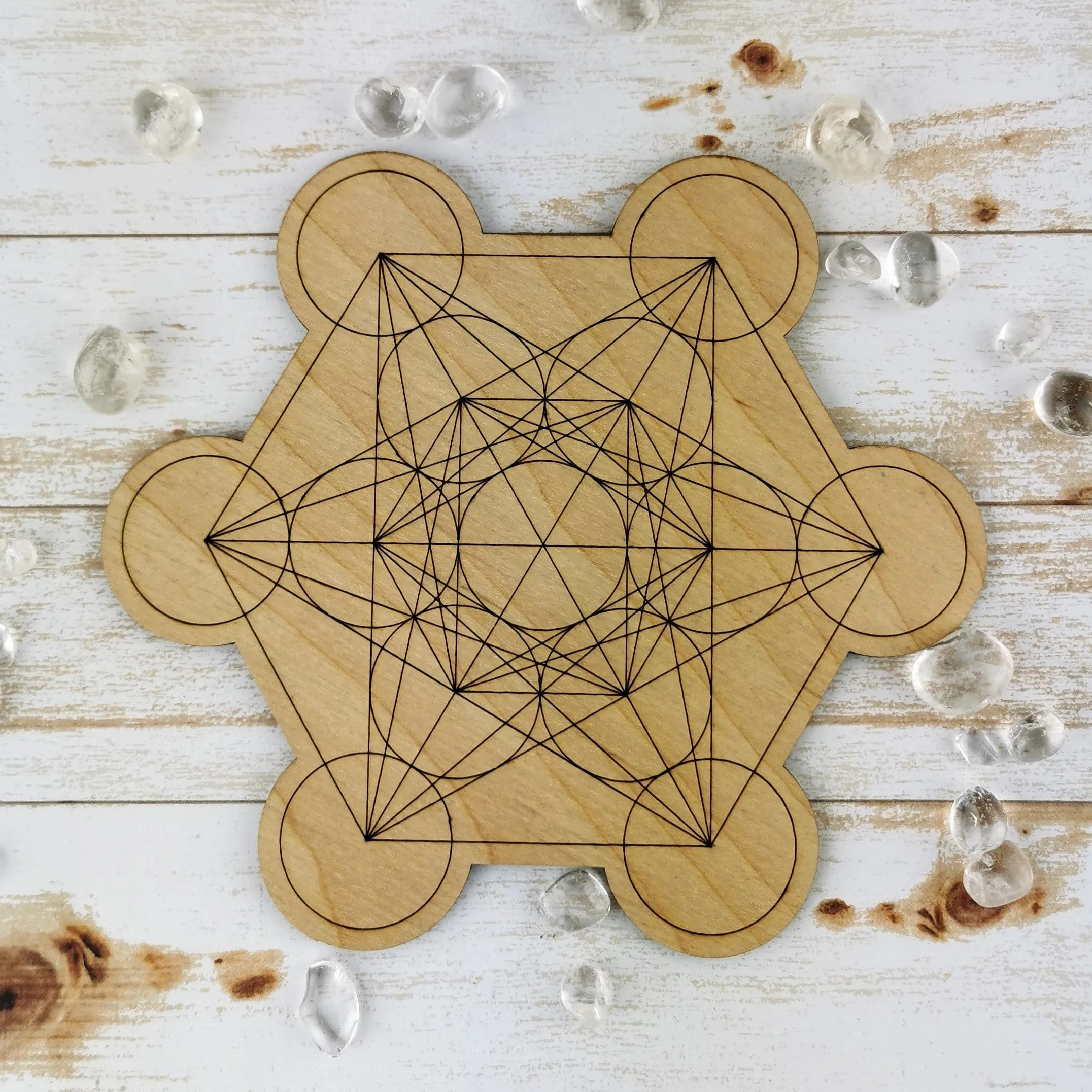 Metatron's Cube Crystal Grid Board Plate, Multiple Sizes