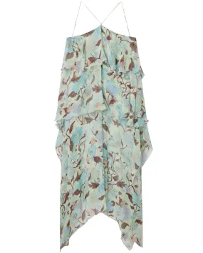 Mint Lady Garden Print Halterneck Dress