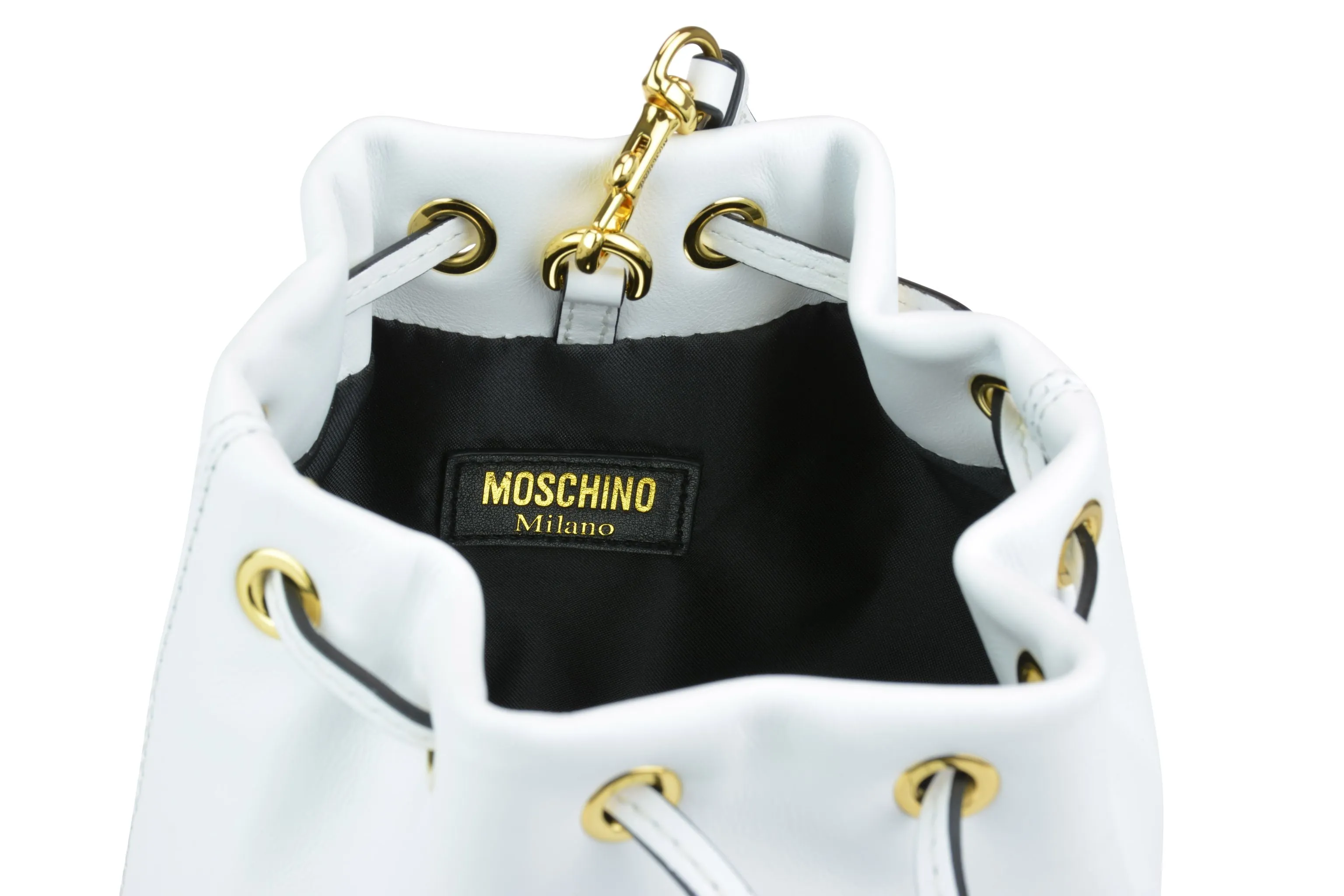 Moschino Logo Print Drawstring Shoulder Bag