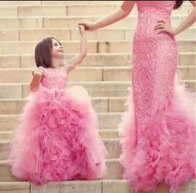 Mother and Daughter Ruffle Formal Dresses - Priority Shipping