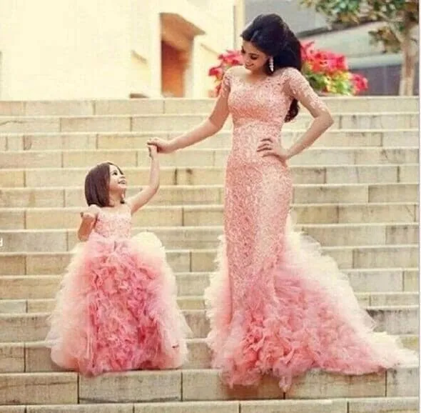 Mother and Daughter Ruffle Formal Dresses - Priority Shipping