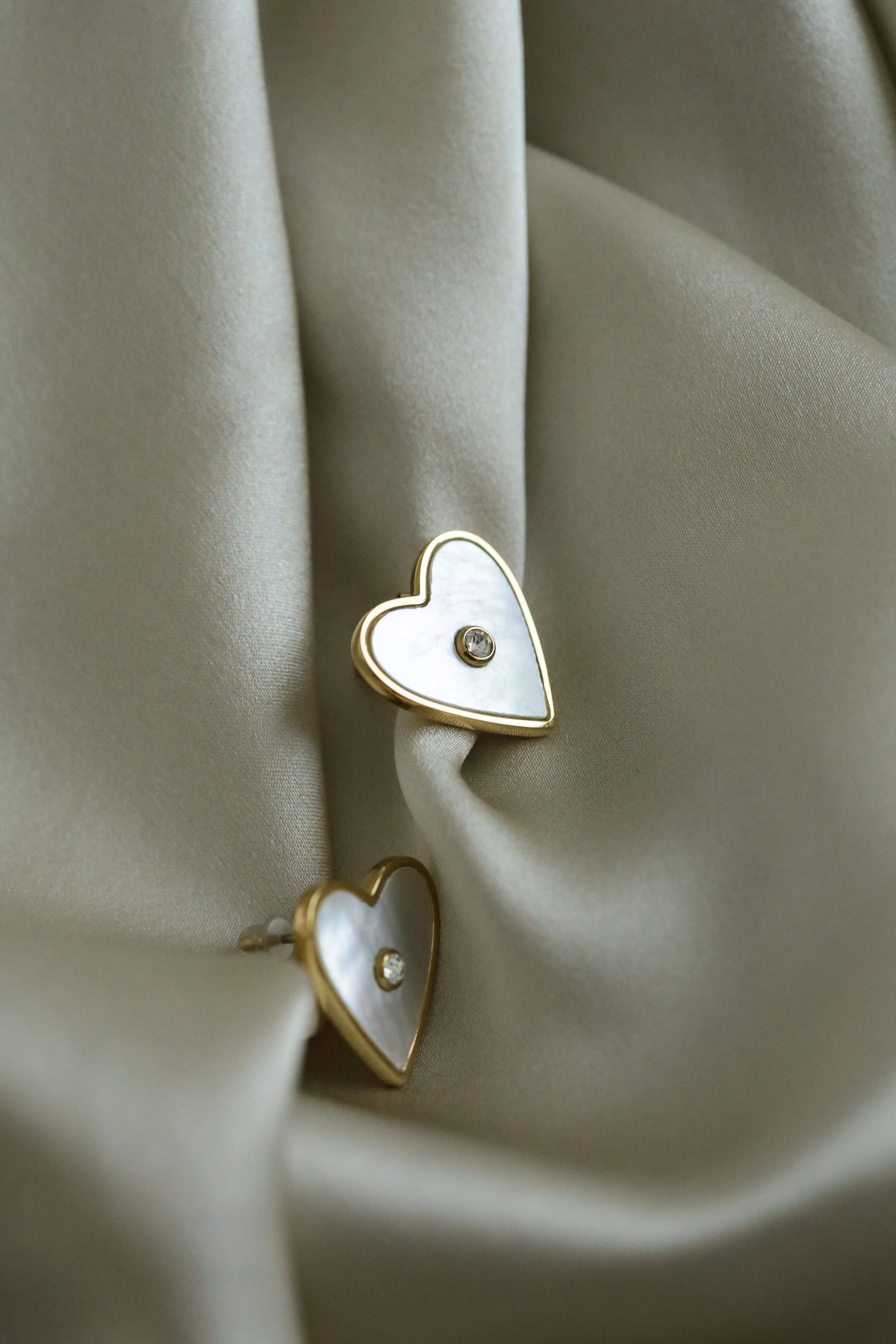 Mother of Pearl Heart Studs