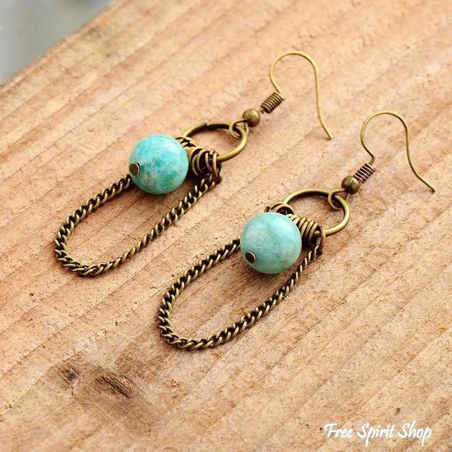 Natural Amazonite Chandelier Earrings