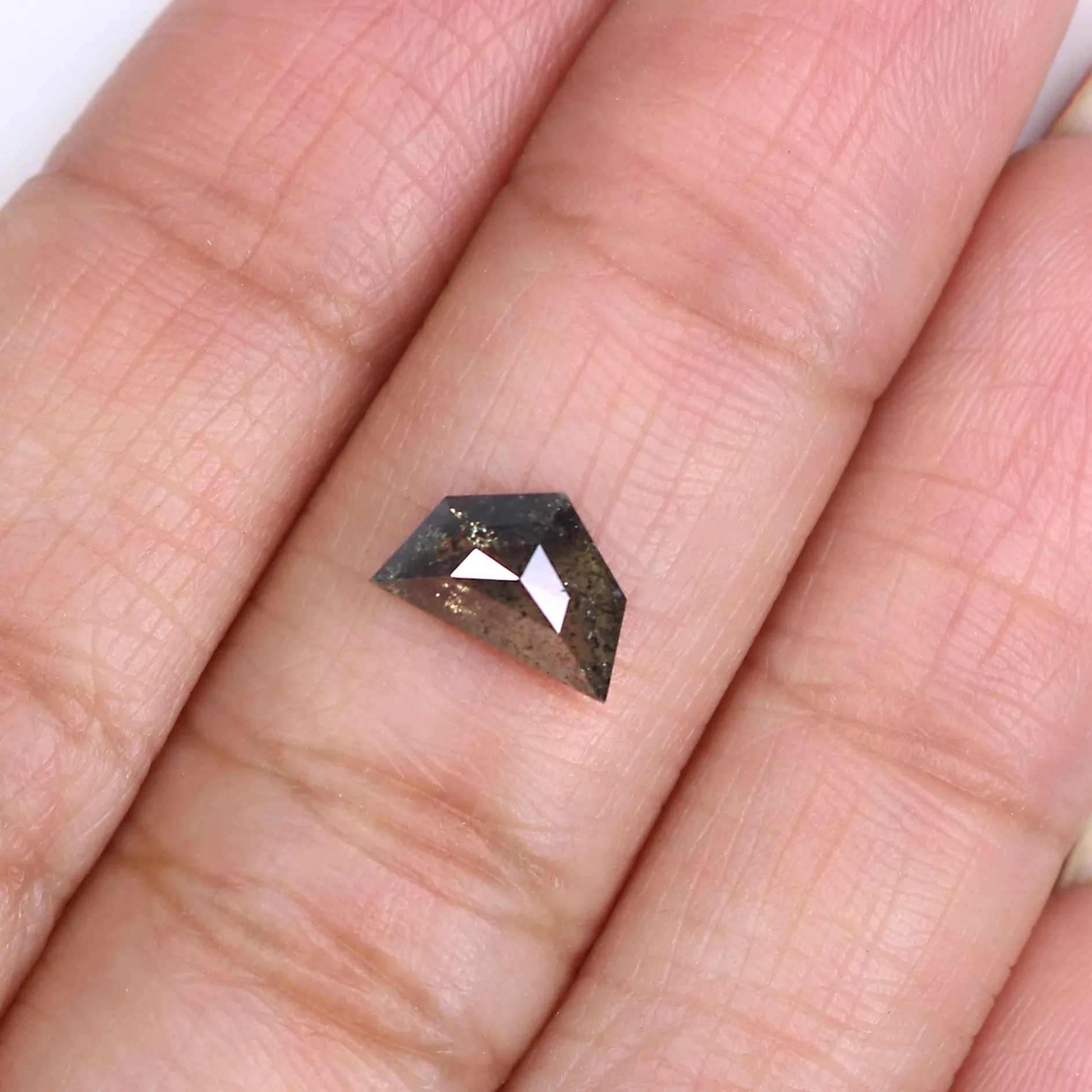 Natural Loose Antique Salt And Pepper Diamond Black Grey Color 1.15 CT 5.45 MM Antique Shape Rose Cut Diamond KR2042