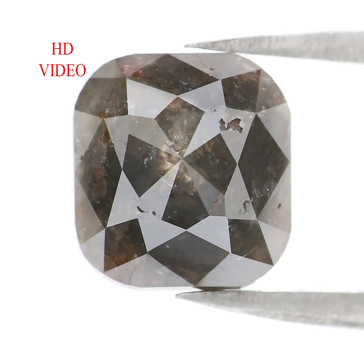 Natural Loose Cushion Grey Color Diamond 3.67 CT 8.90 MM Cushion Shape Rose Cut Diamond KR2119