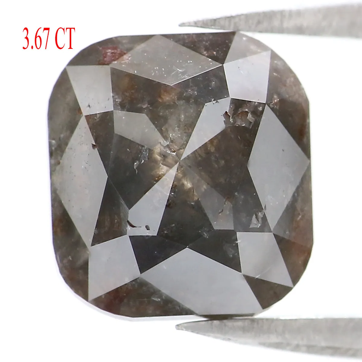 Natural Loose Cushion Grey Color Diamond 3.67 CT 8.90 MM Cushion Shape Rose Cut Diamond KR2119