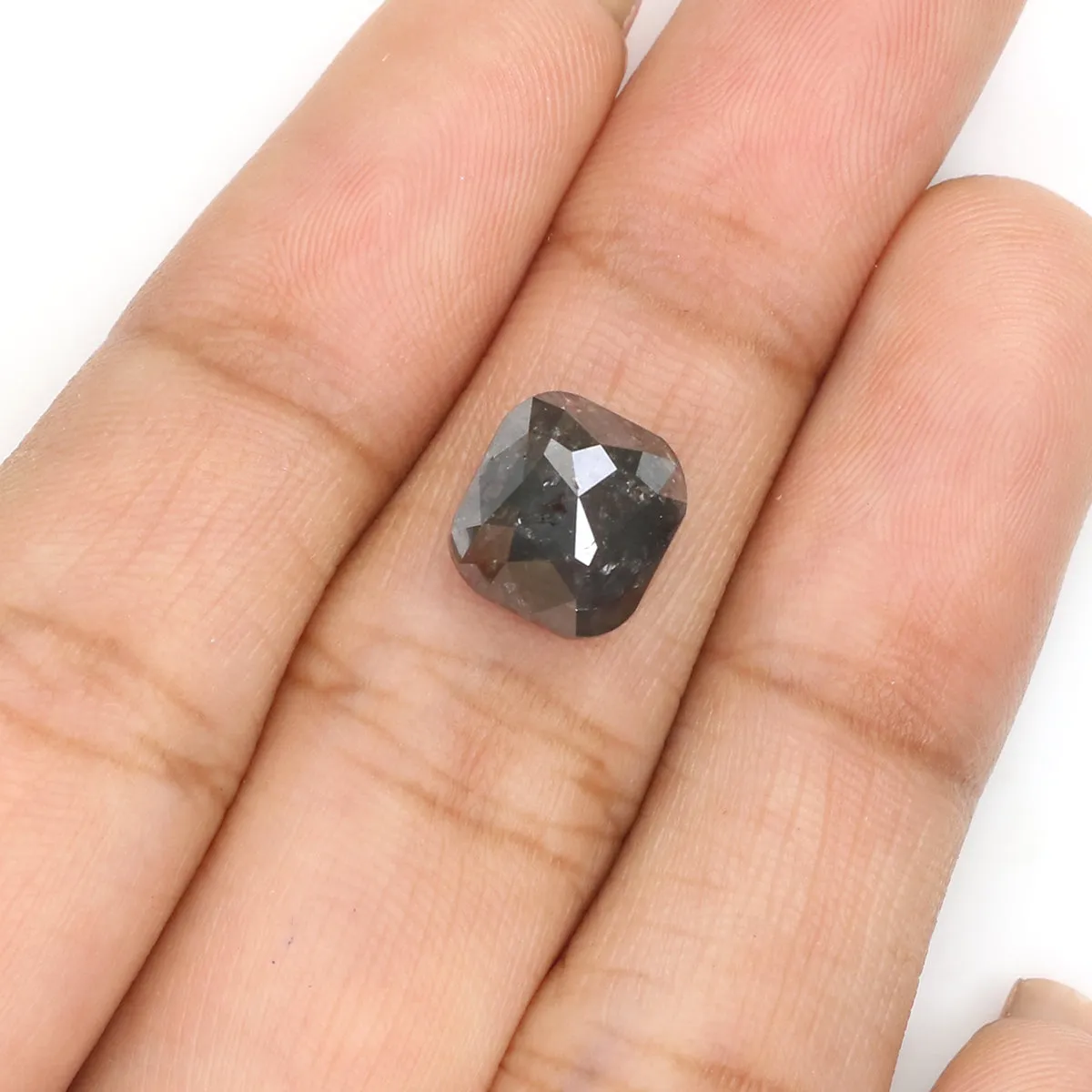 Natural Loose Cushion Grey Color Diamond 3.67 CT 8.90 MM Cushion Shape Rose Cut Diamond KR2119