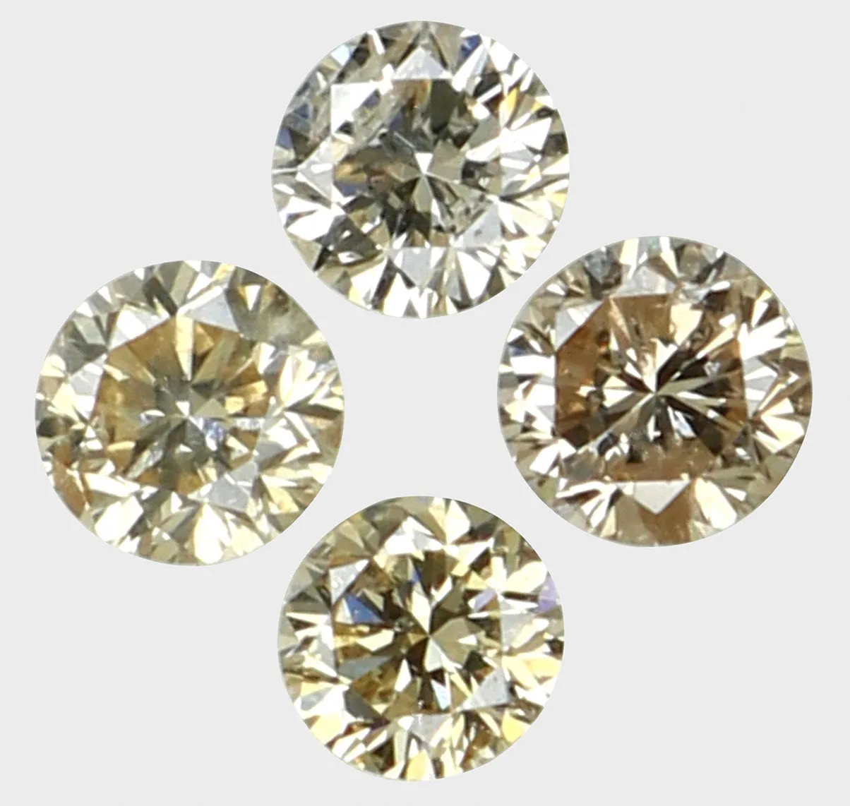 Natural Loose Diamond Round Brown Color SI1 Clarity 4 Pcs 0.15 Ct L6071