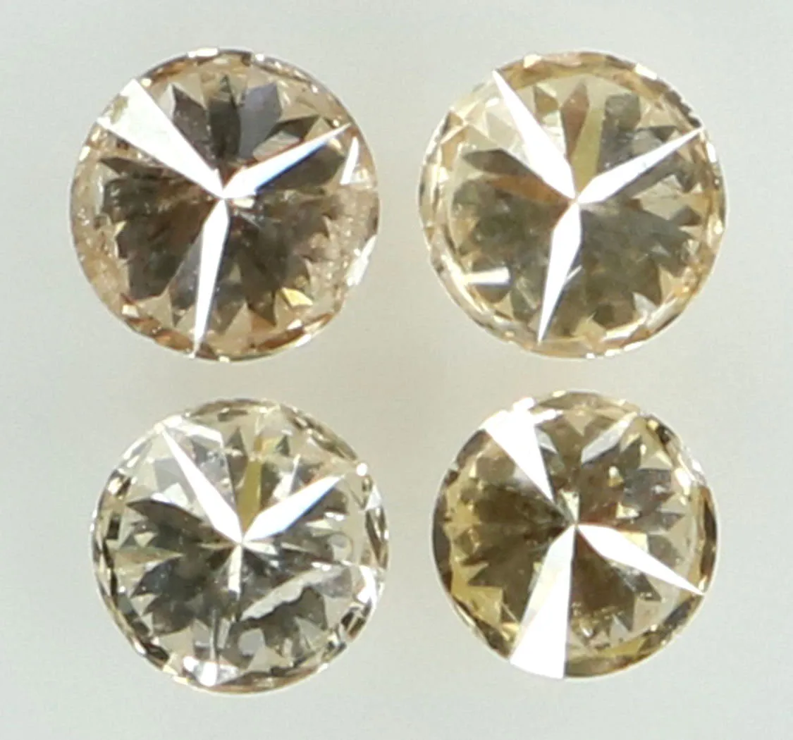 Natural Loose Diamond Round Brown Color SI1 Clarity 4 Pcs 0.15 Ct L6071