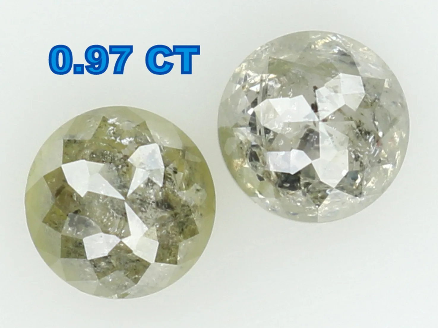 Natural Loose Diamond Round Rose Cut Grey Color I3 Clarity 2 Pcs 0.97 Ct L6427