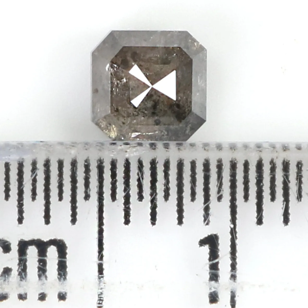 Natural Loose Emerald Salt And Pepper Diamond Black Grey Color 0.64 CT 4.40 MM Emerald Shape Rose Cut Diamond L5078