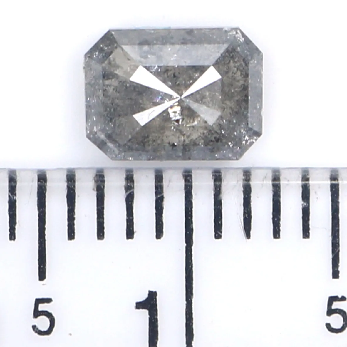 Natural Loose Emerald Salt And Pepper Diamond Black Grey Color 0.82 CT 6.10 MM Emerald Shape Rose Cut Diamond L2003