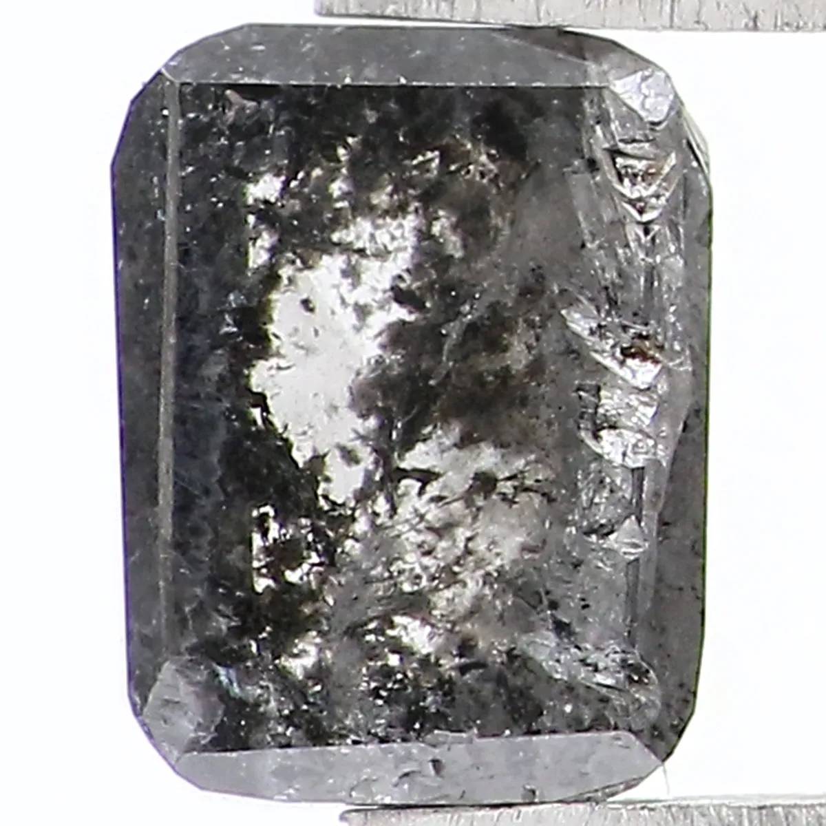 Natural Loose Emerald Salt And Pepper Diamond Black Grey Color 0.83 CT 5.75 MM Emerald Shape Rose Cut Diamond L1760