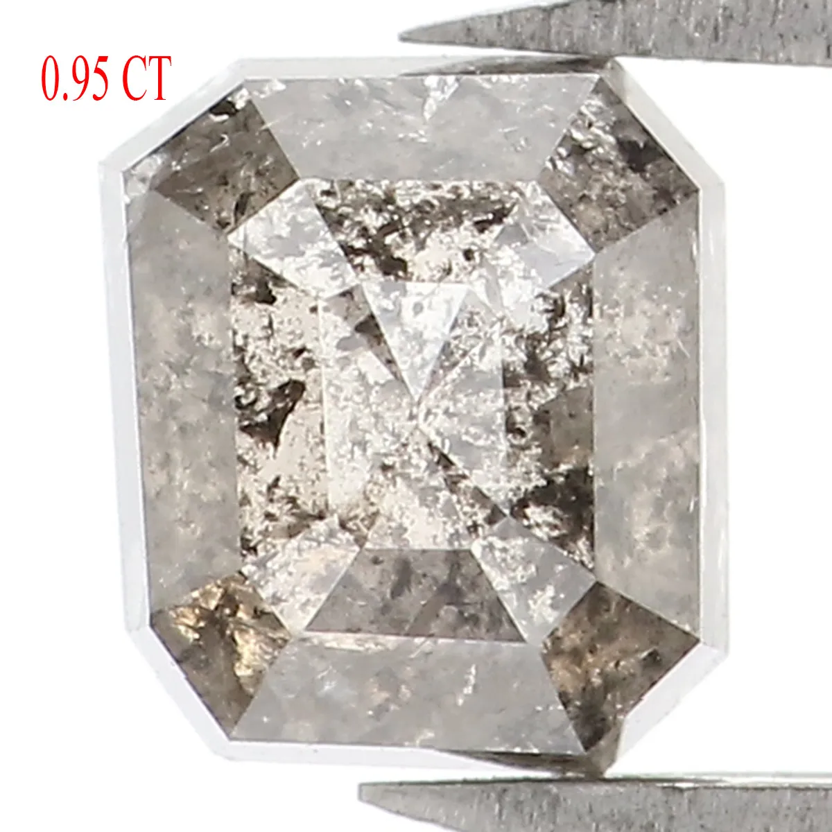 Natural Loose Emerald Salt And Pepper Diamond Black Grey Color 0.95 CT 5.65 MM Emerald Shape Rose Cut Diamond L1338