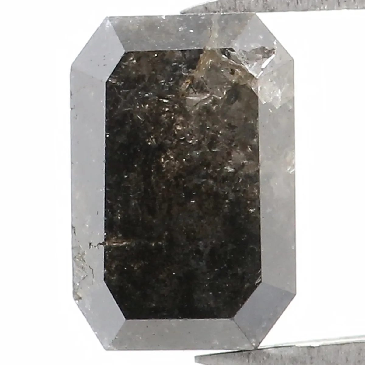 Natural Loose Emerald Salt And Pepper Diamond Black Grey Color 1.24 CT 7.20 MM Emerald Shape Rose Cut Diamond L1332