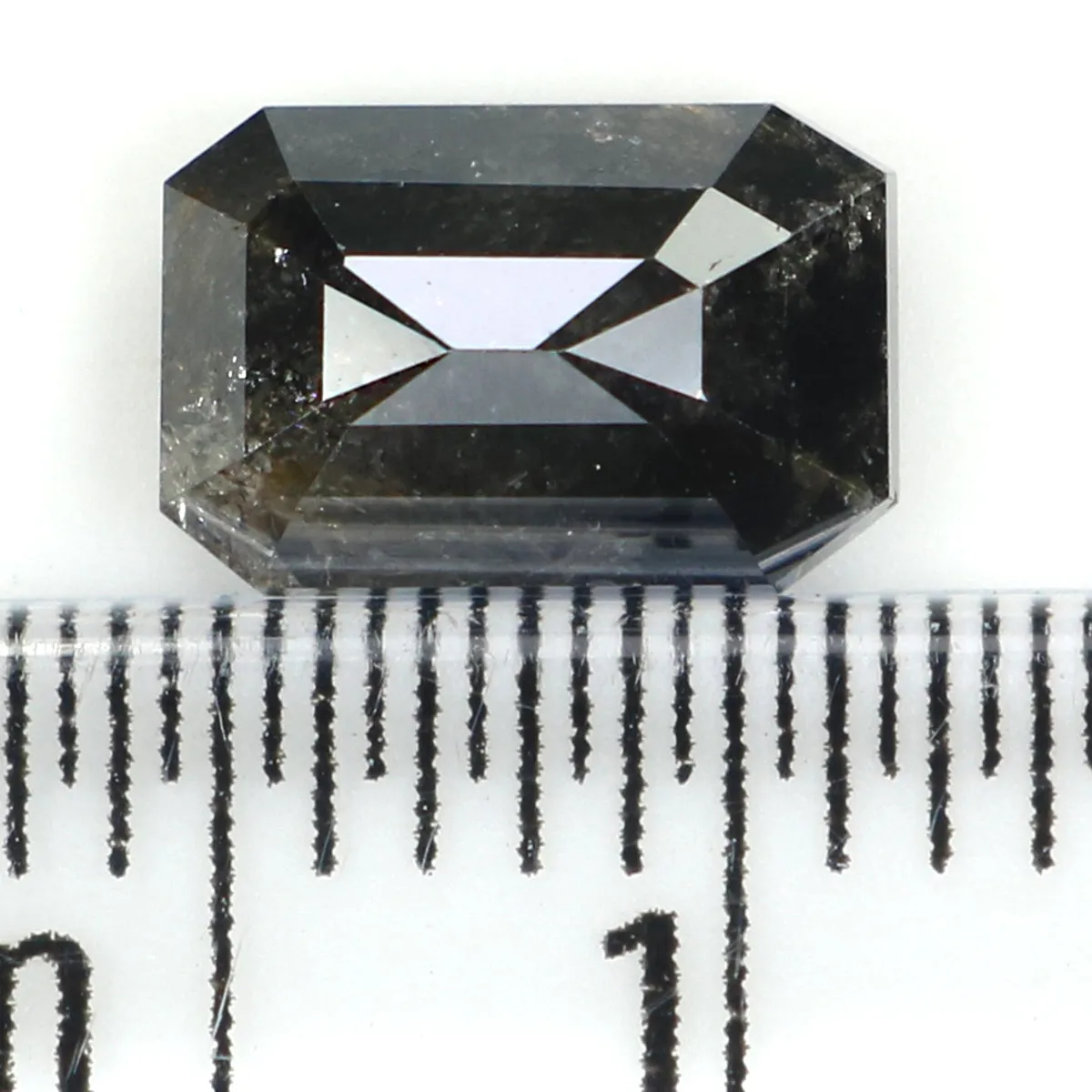 Natural Loose Emerald Salt And Pepper Diamond Black Grey Color 1.24 CT 7.20 MM Emerald Shape Rose Cut Diamond L1332