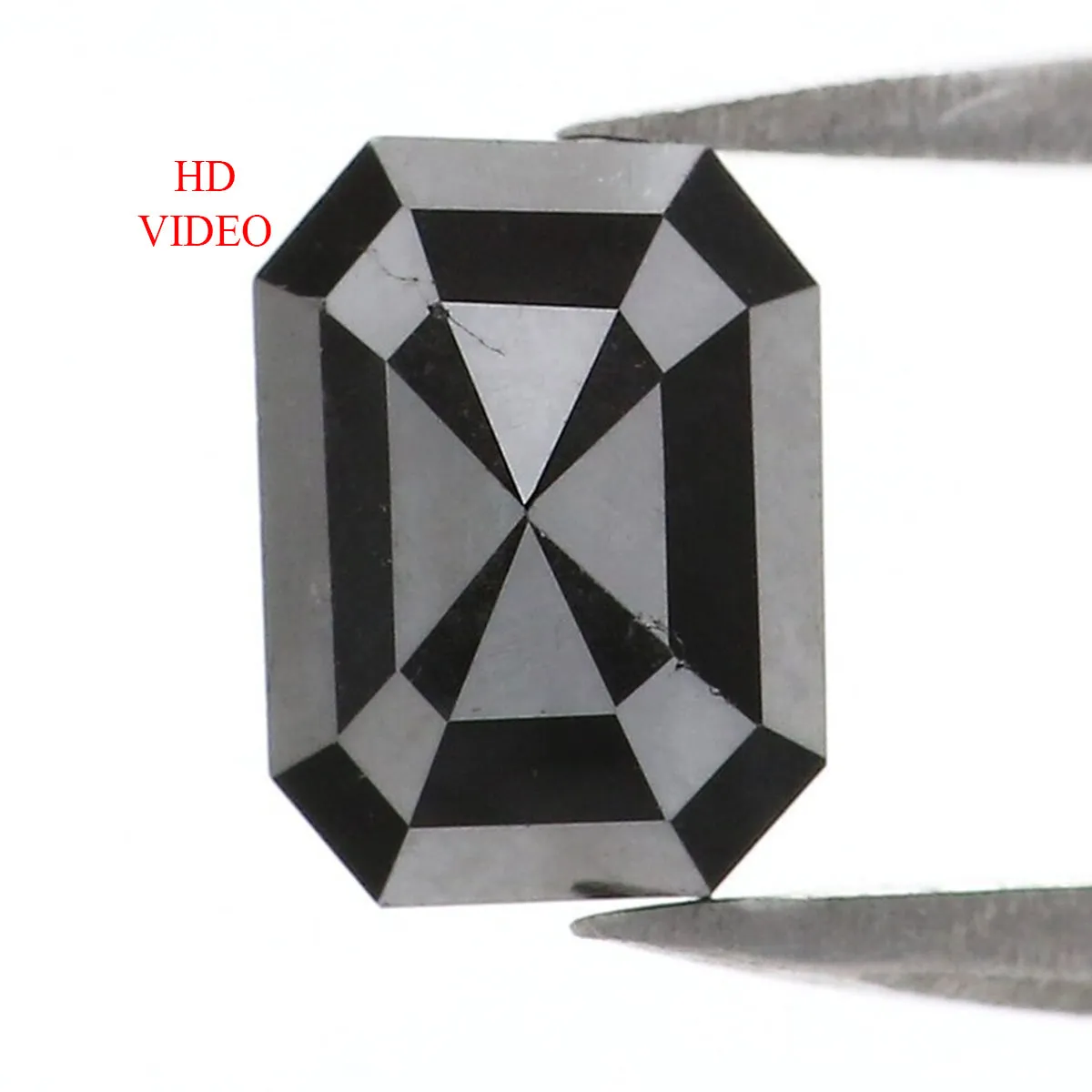 Natural Loose Emerald Shape Black Color Diamond 1.05 CT 7.00 MM Emerald Shape Rose Cut Diamond KR1528