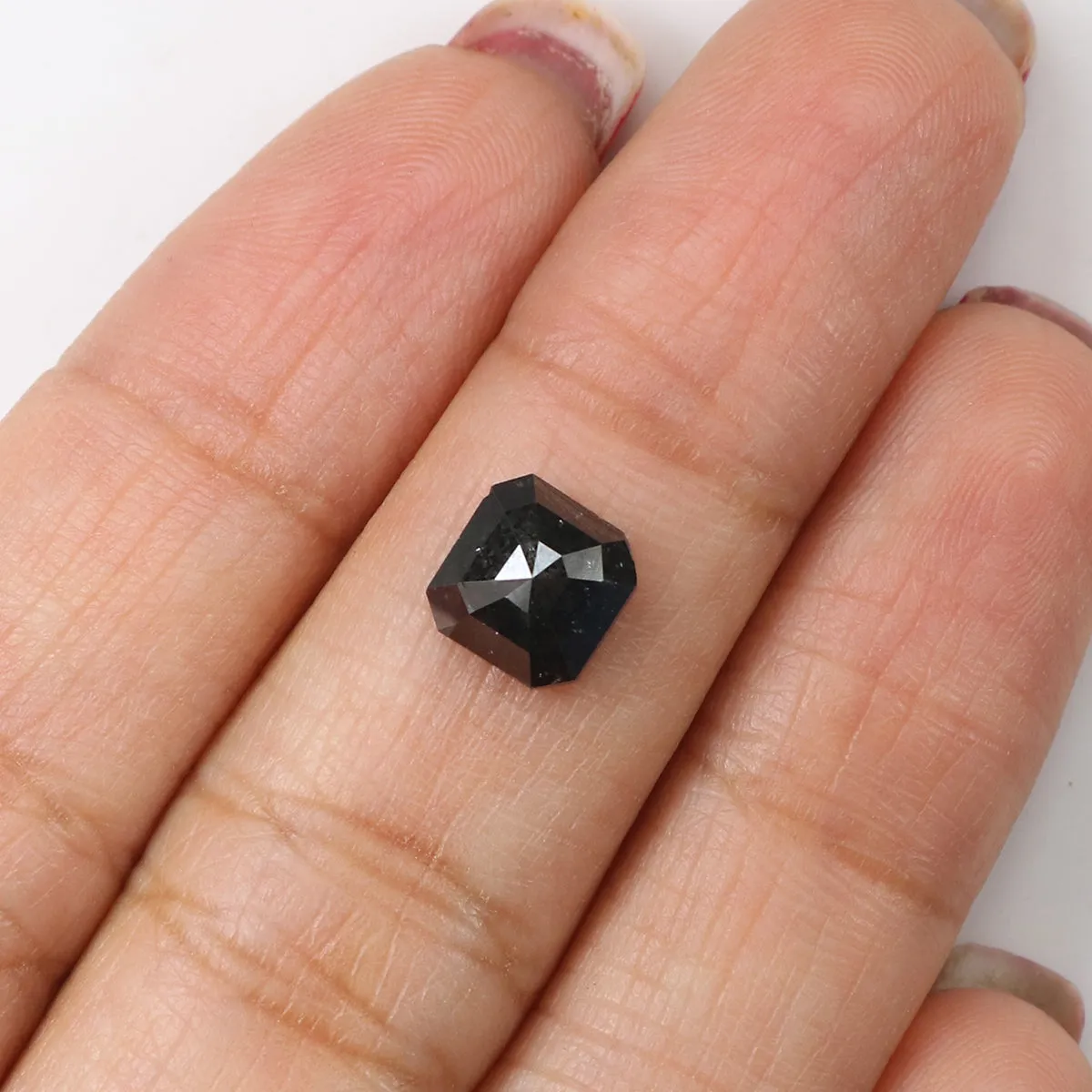 Natural Loose Emerald Shape Black Color Diamond 1.45 CT 7.00 MM Emerald Shape Rose Cut Diamond KR2077