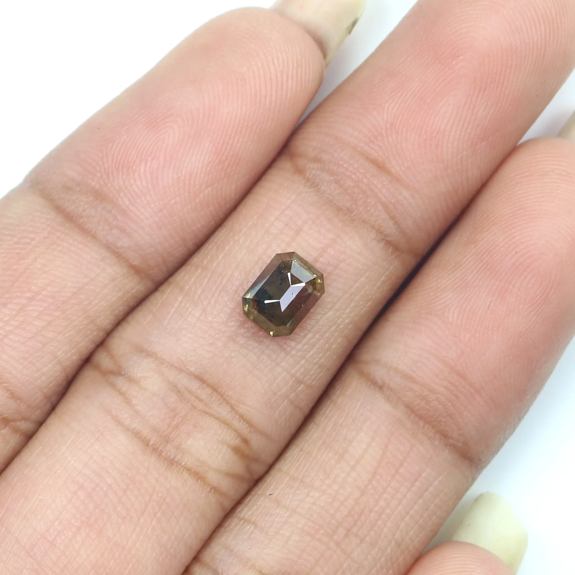 Natural Loose Emerald Shape Brown Color Diamond 0.79 CT 5.90 MM Rose Cut Diamond L338