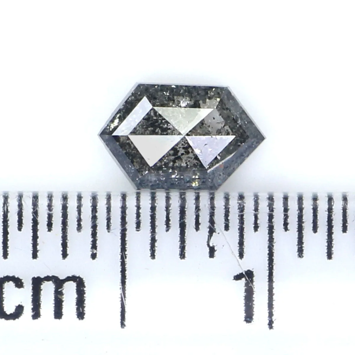 Natural Loose Hexagon Salt And Pepper Diamond Black Grey Color 0.37 CT 5.73 MM Hexagon Shape Rose Cut Diamond KR2539