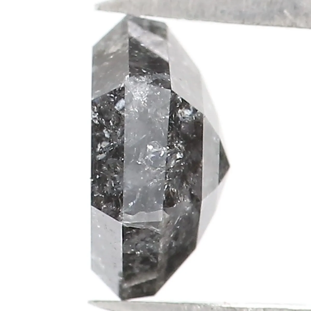 Natural Loose Hexagon Salt And Pepper Diamond Black Grey Color 0.90 CT 6.40 MM Hexagon Shape Rose Cut Diamond KR2408