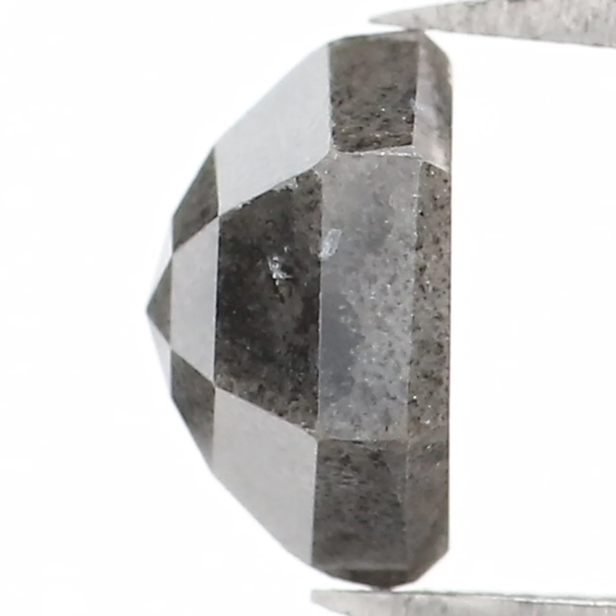 Natural Loose Hexagon Salt And Pepper Diamond Black Grey Color 1.05 CT 6.40 MM Hexagon Shape Rose Cut Diamond KR2406