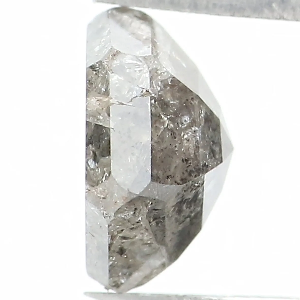 Natural Loose Hexagon Salt And Pepper Diamond Black Grey Color 1.17 CT 6.80 MM Hexagon Shape Rose Cut Diamond L1350