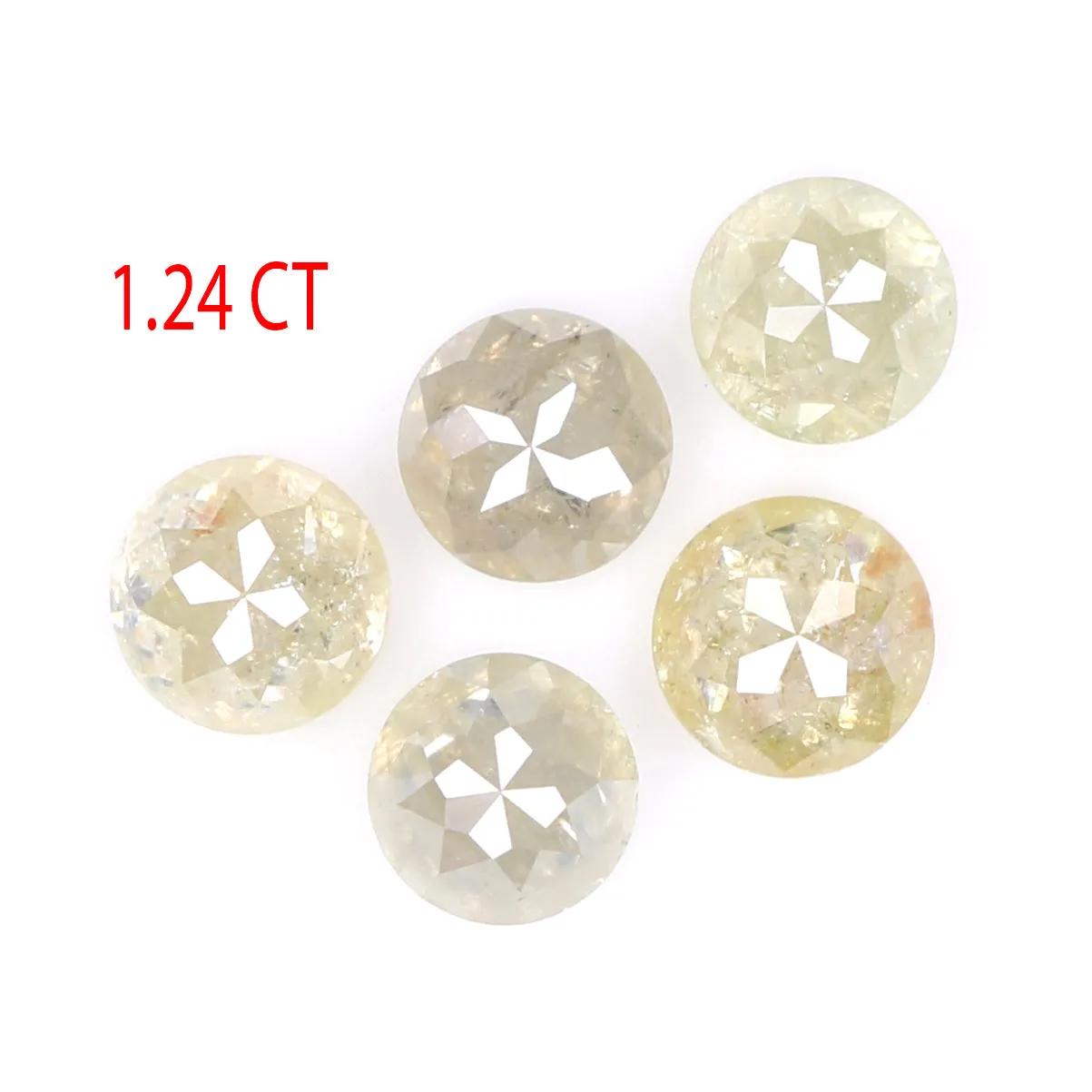 Natural Loose Rose Cut Grey Yellow Diamond Color 1.24 CT 3.50 MM Round Rose Cut Shape Diamond L9782