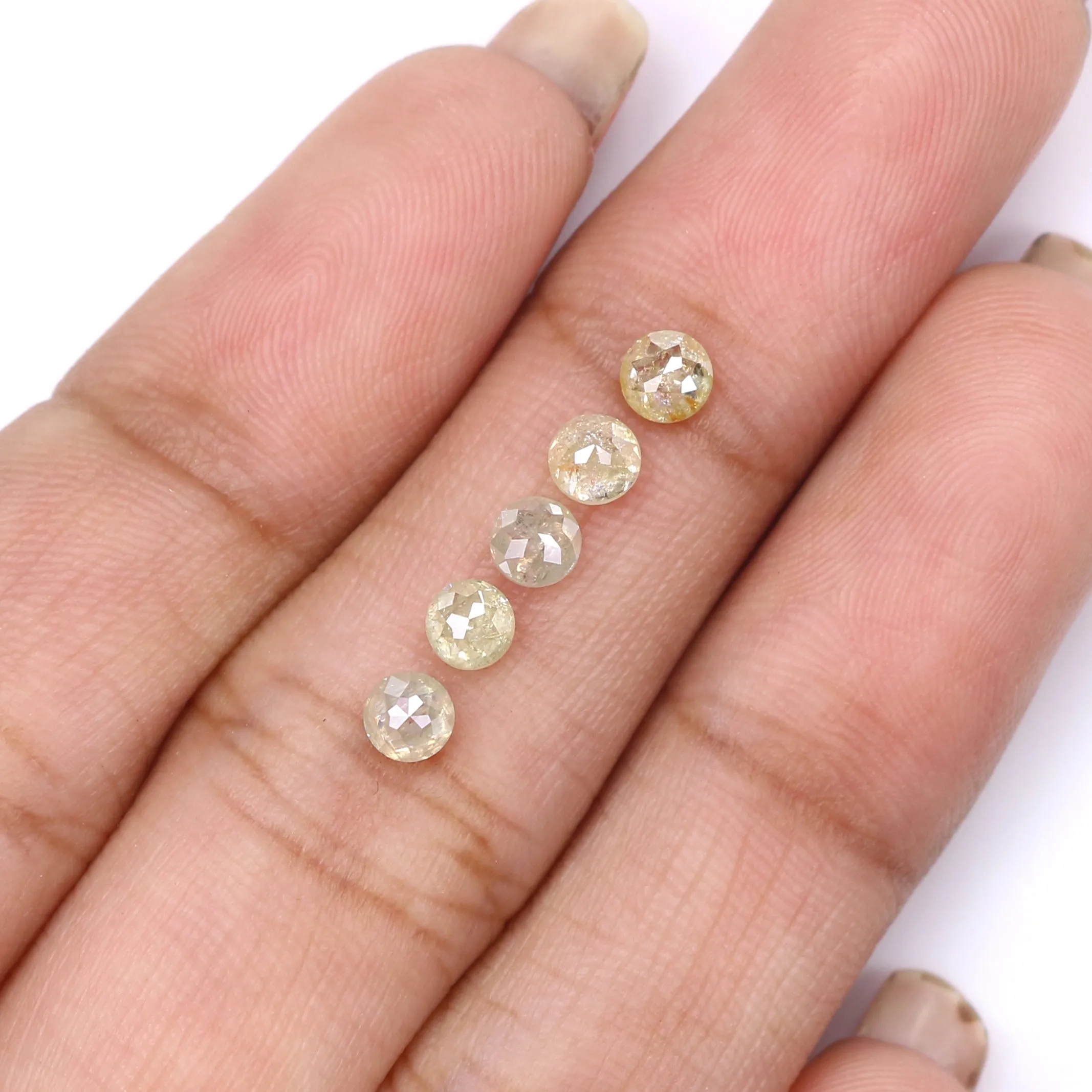 Natural Loose Rose Cut Grey Yellow Diamond Color 1.24 CT 3.50 MM Round Rose Cut Shape Diamond L9782