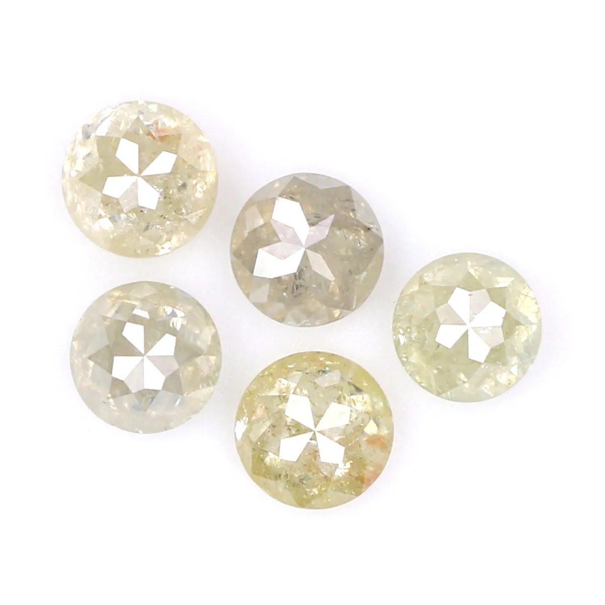 Natural Loose Rose Cut Grey Yellow Diamond Color 1.24 CT 3.50 MM Round Rose Cut Shape Diamond L9782