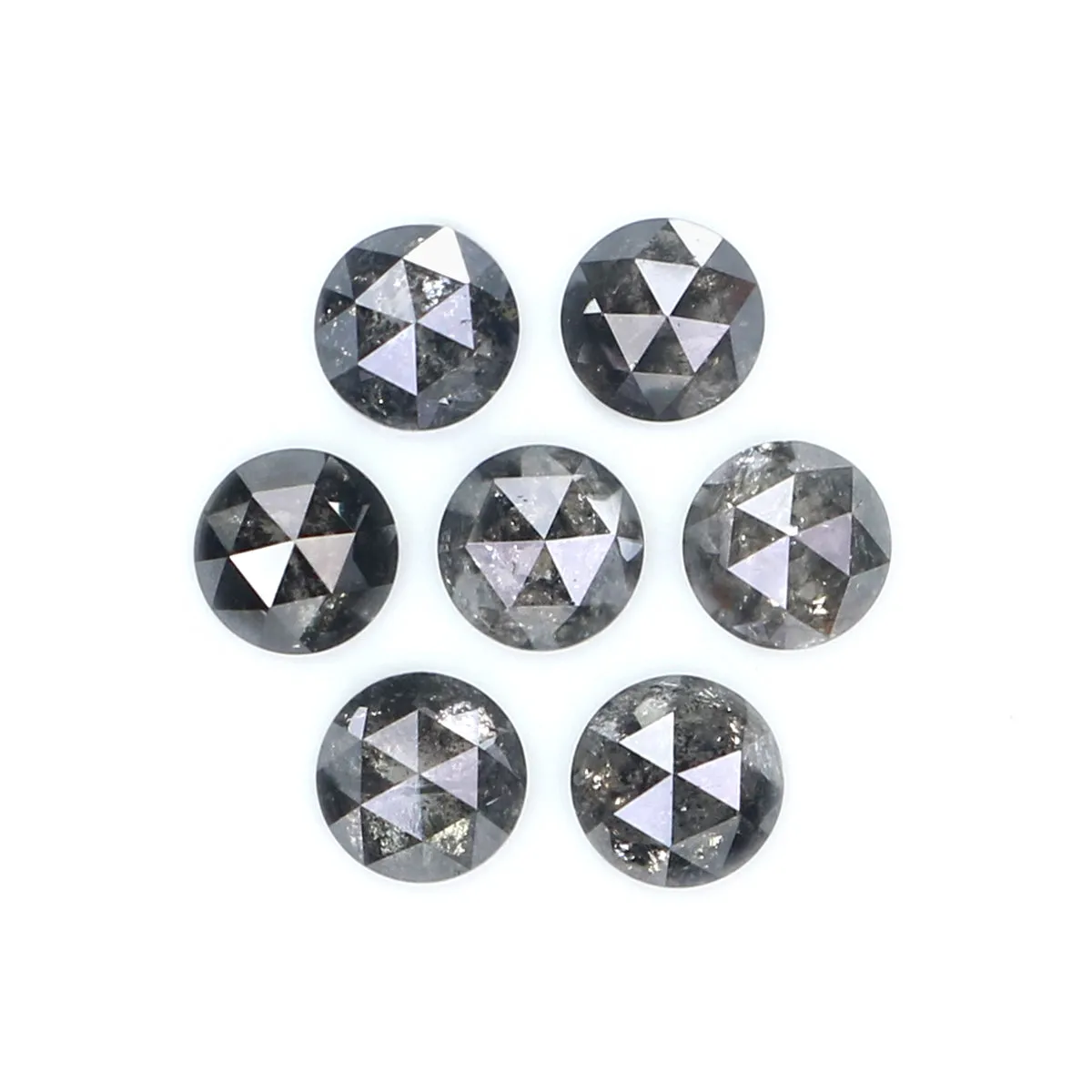 Natural Loose Rose Cut Salt And Pepper Black Grey Color Diamond 1.51 CT 3.55 MM Rose Cut Shape Diamond KDK2549