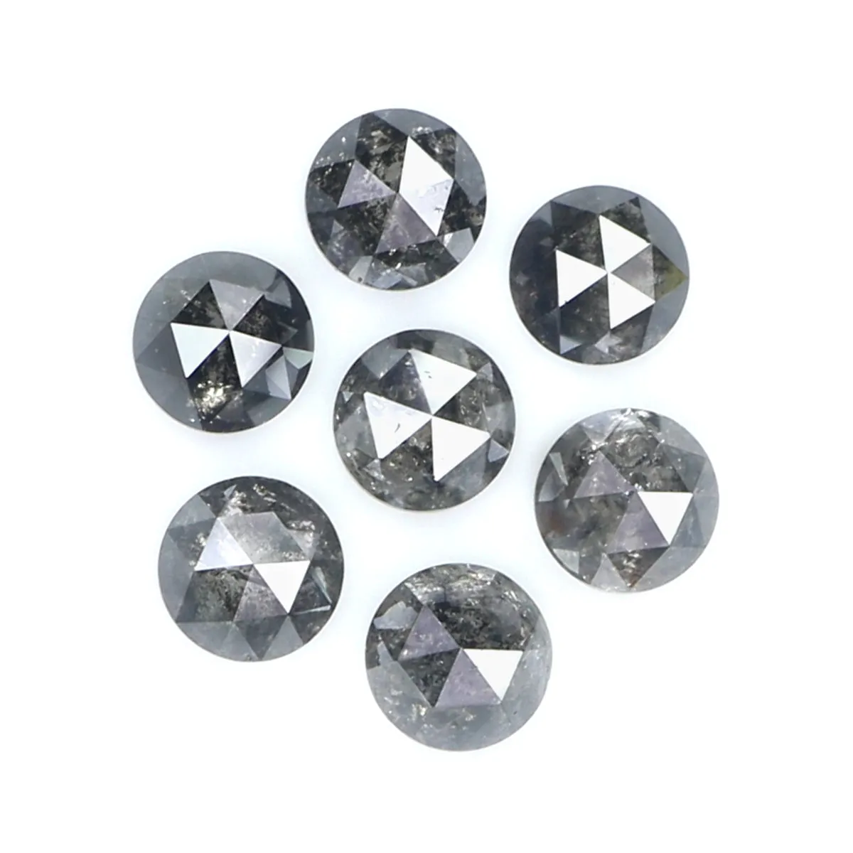 Natural Loose Rose Cut Salt And Pepper Black Grey Color Diamond 1.51 CT 3.55 MM Rose Cut Shape Diamond KDK2549