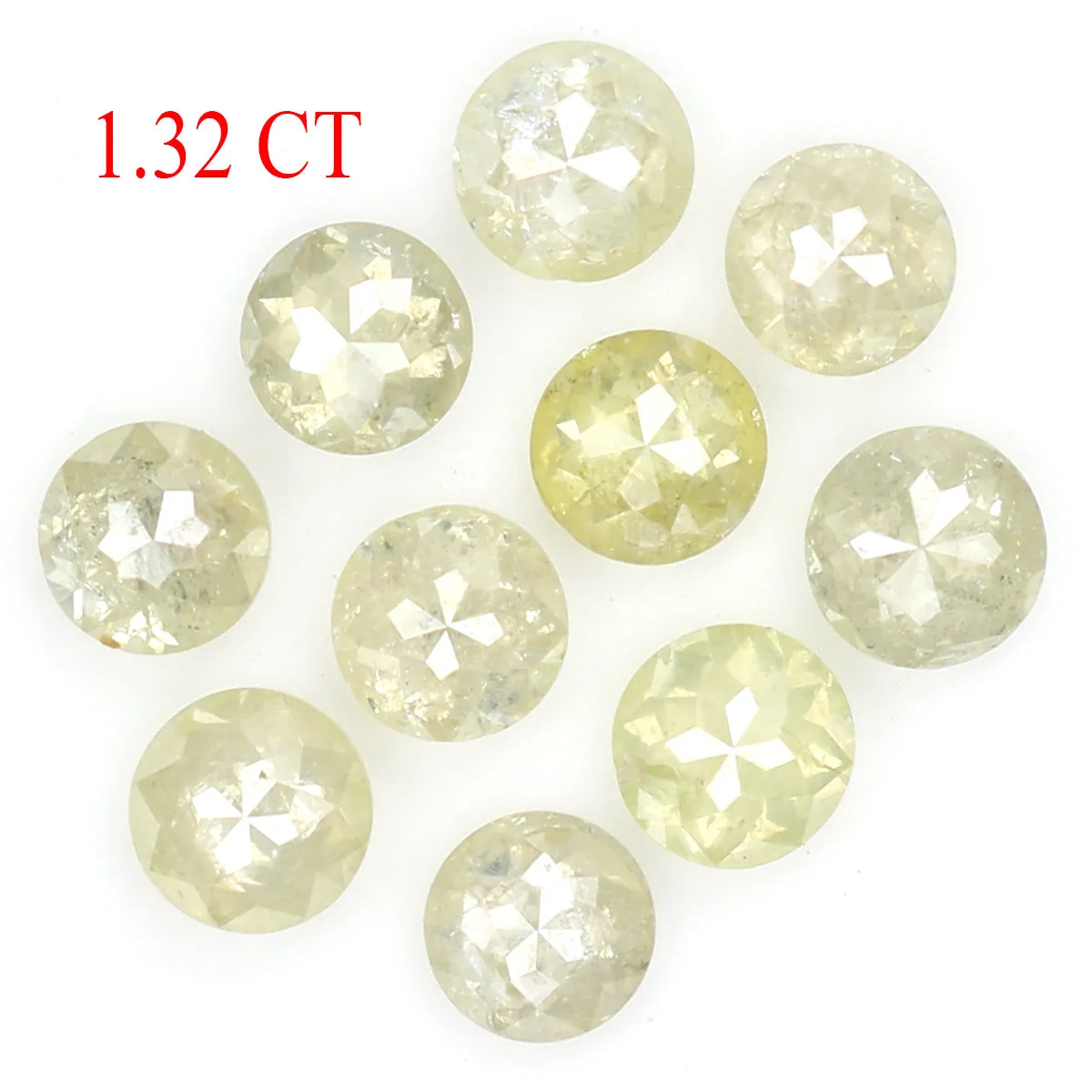 Natural Loose Rose Cut Yellow Grey Diamond Color 1.32 CT 2.90 MM Round Rose Cut Shape Diamond L9253