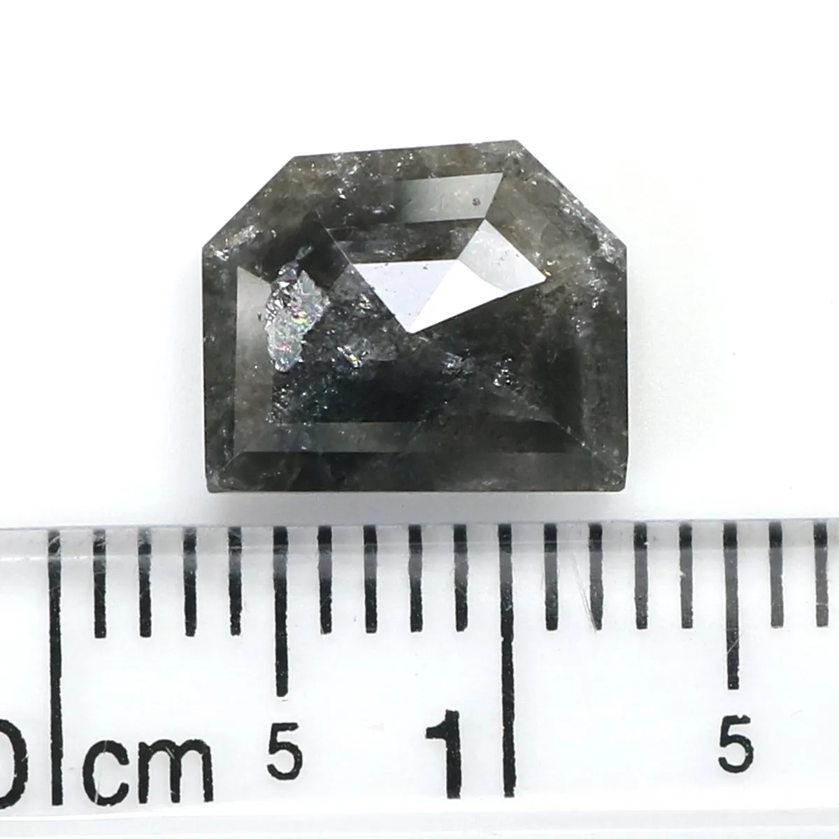 Natural Loose Shield Salt And Pepper Black Grey Color Diamond 2.54 CT 9.45 MM Shield Shape Rose Cut Diamond L7578