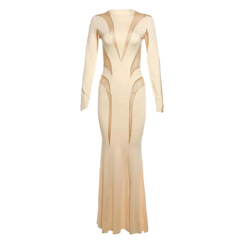 New arrivals long sleeve maxi dress white evening dress floor-length gown ladies slim dress