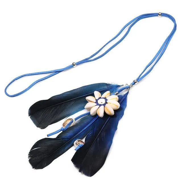 New Seashell flower long feather necklaces