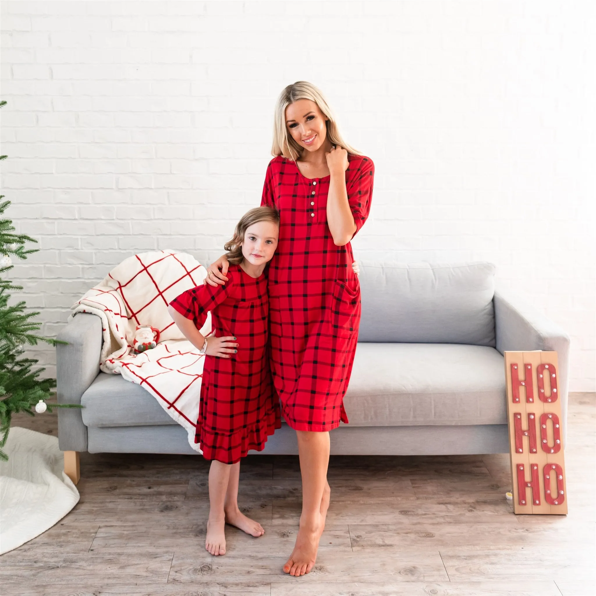 Noel House Dress (Girls' Sizes): Red Plaid