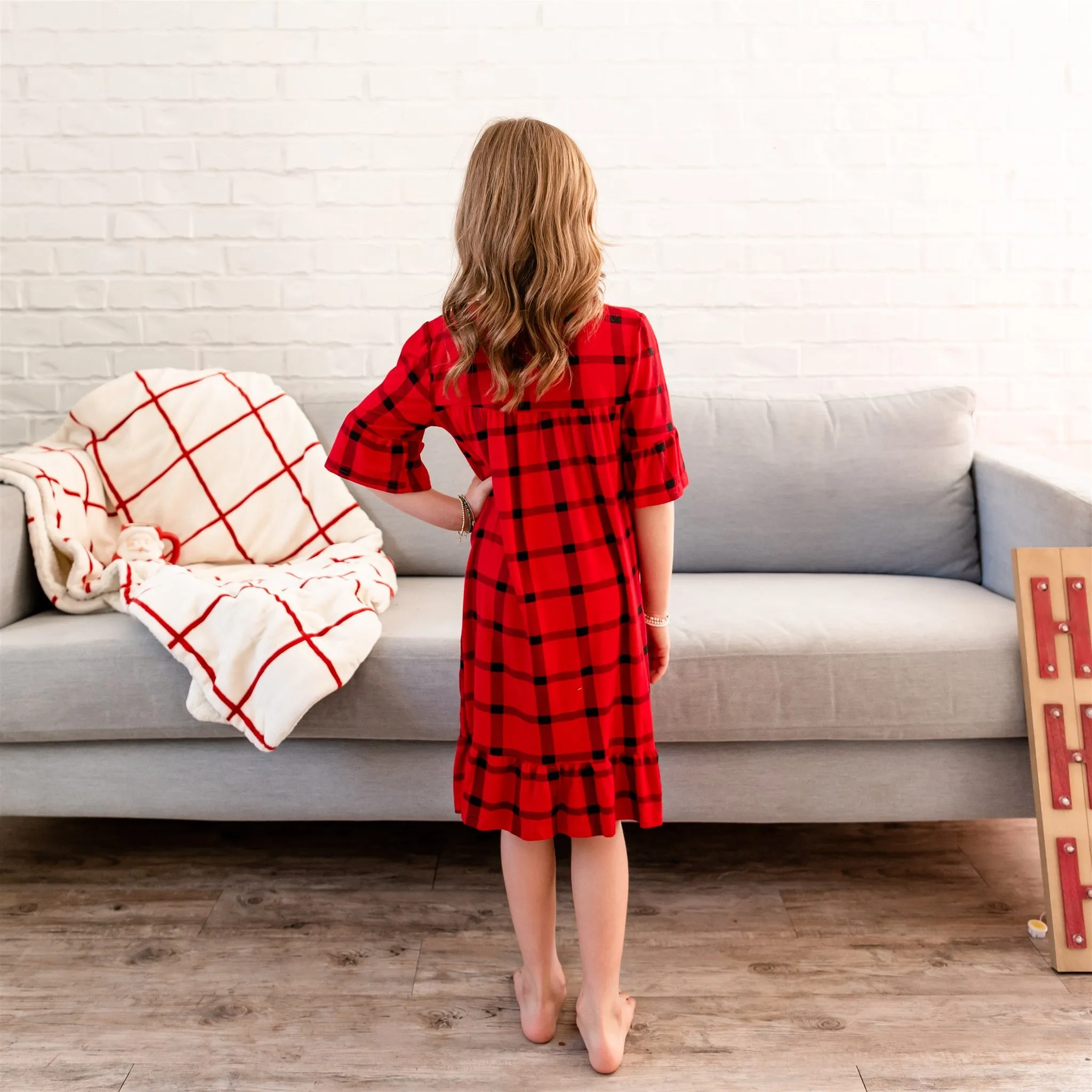 Noel House Dress (Girls' Sizes): Red Plaid