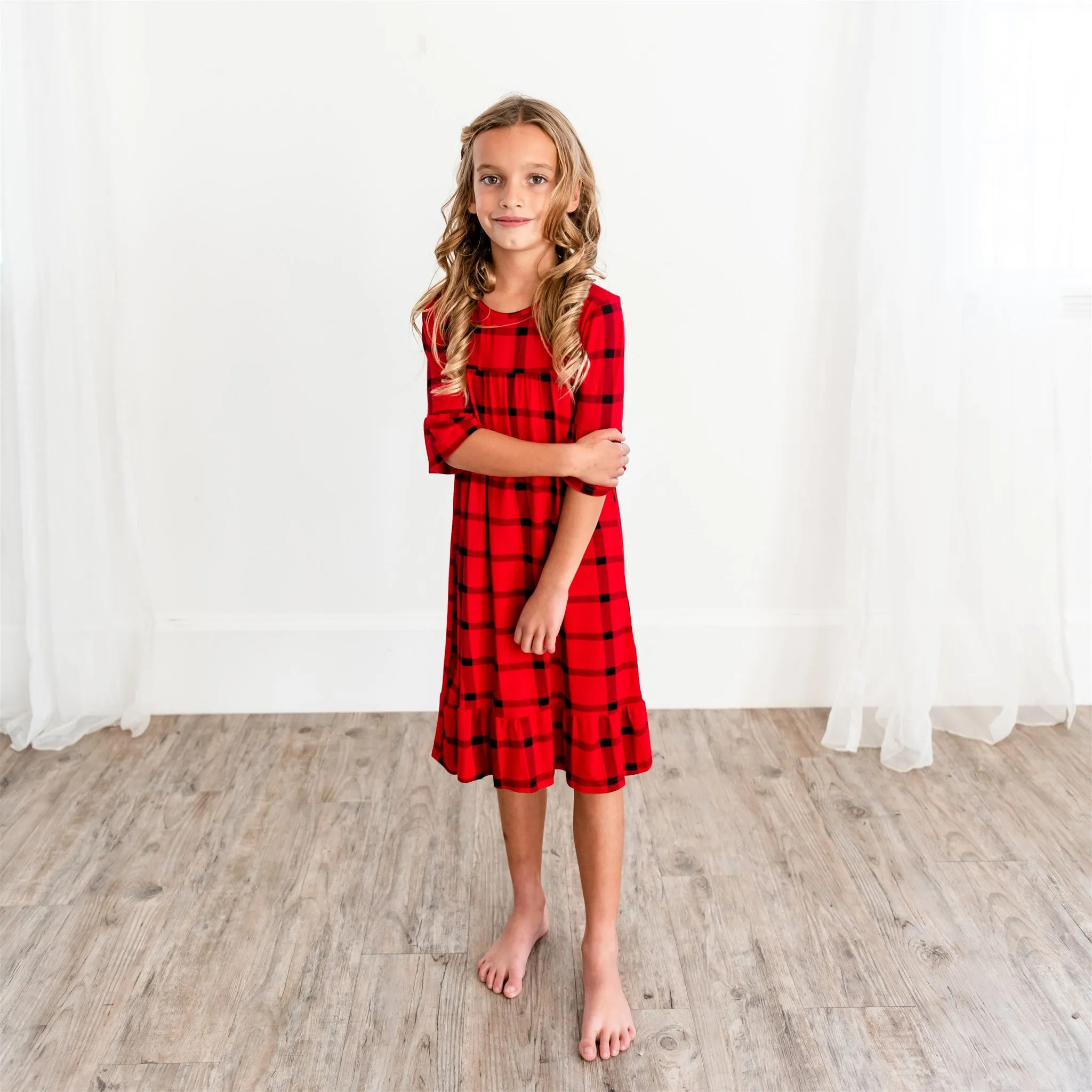 Noel House Dress (Girls' Sizes): Red Plaid