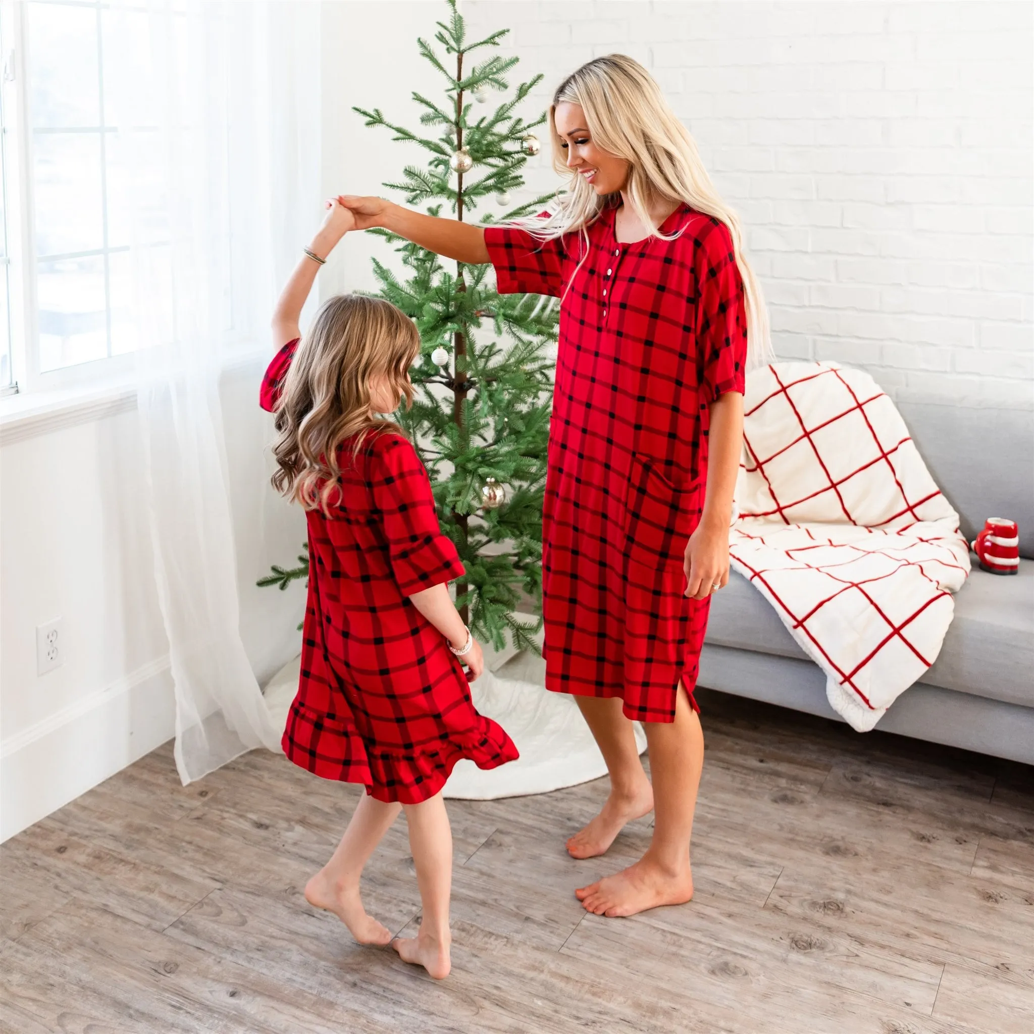 Noel House Dress (Girls' Sizes): Red Plaid