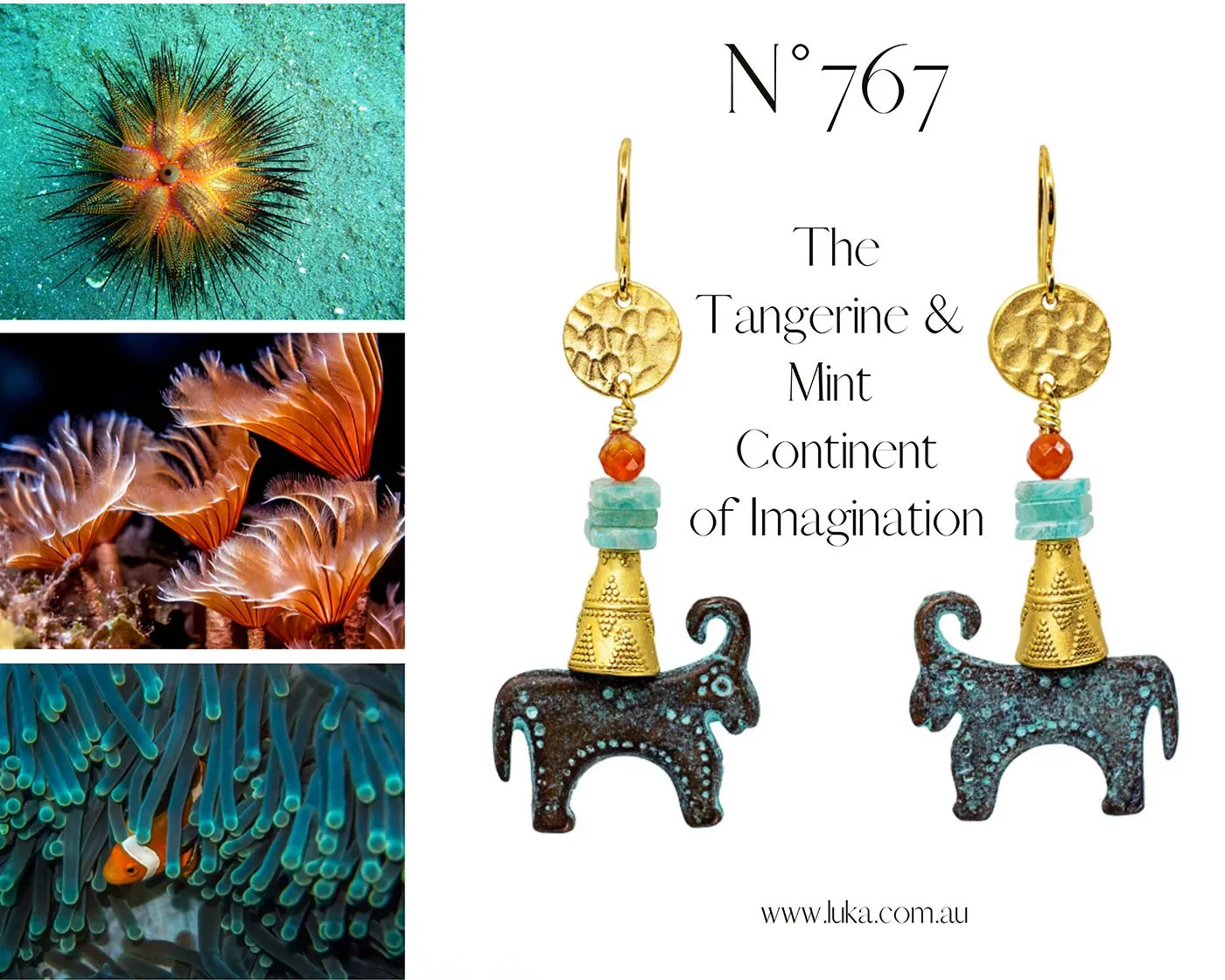 N°767 The Tangerine & Mint Continent of Imagination Statement Earrings