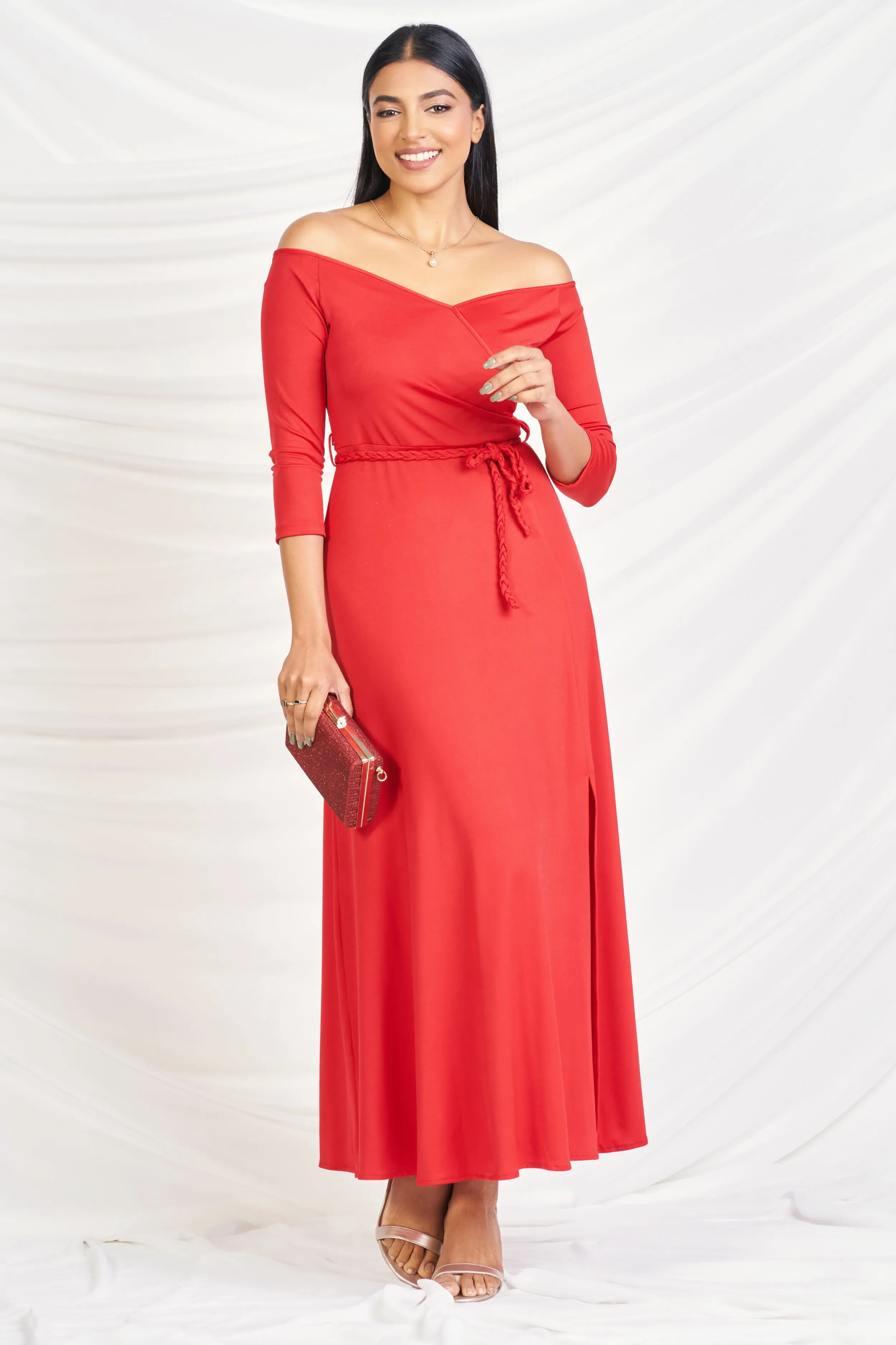 Off Shoulder Maxi Dress - Slim Fit