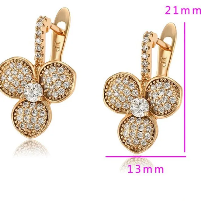 Pave CZ Gold Earrings