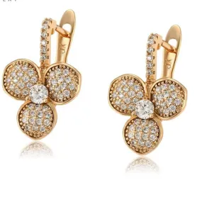 Pave CZ Gold Earrings