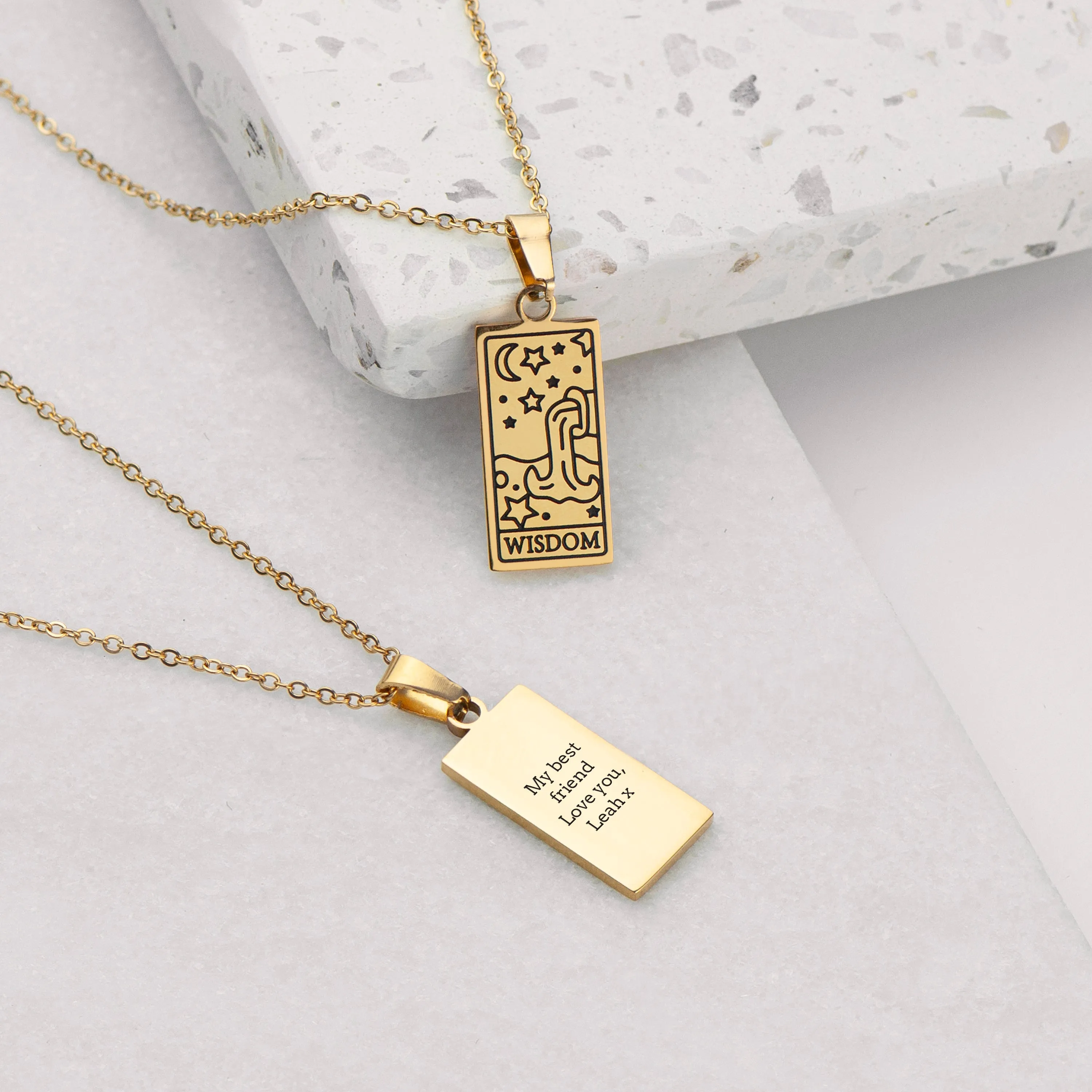 Personalised Wisdom Tarot Card Necklace