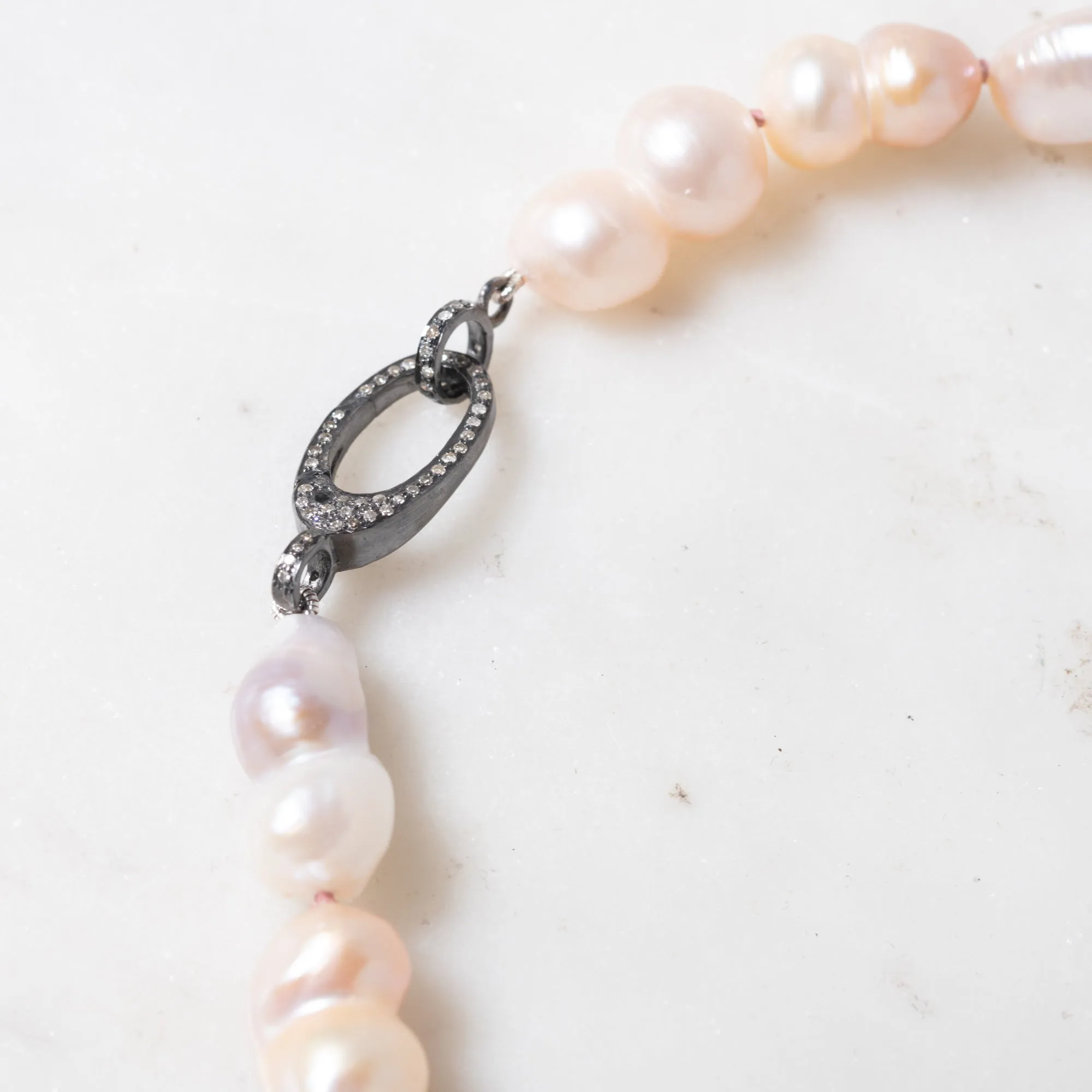 Precious Freshwater Pearl Necklace with Diamond Clasp