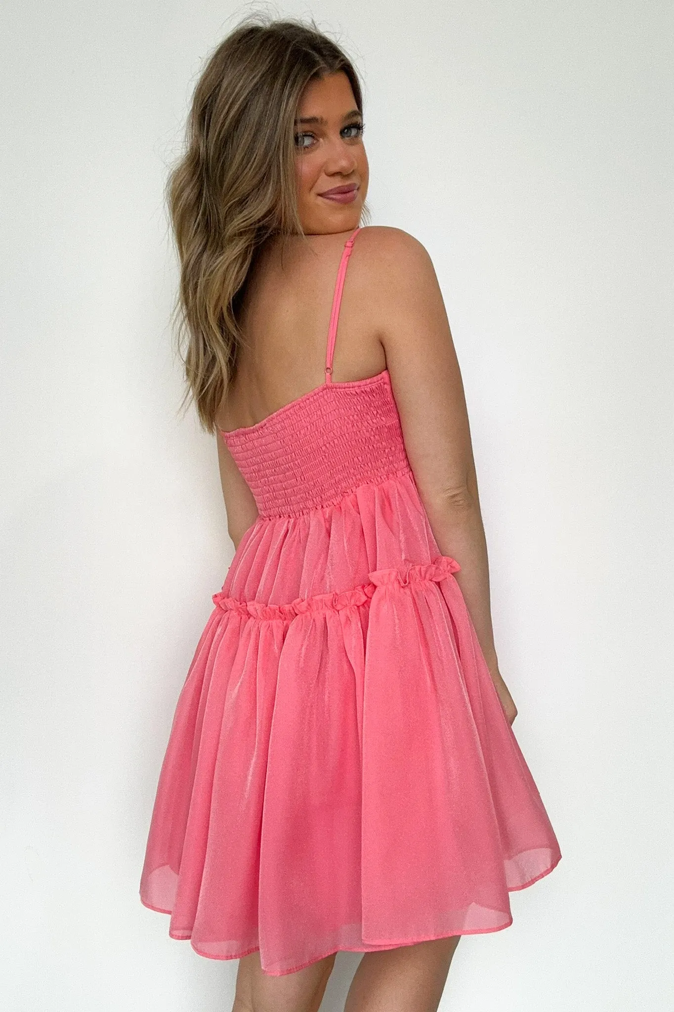 Pristine Presence Smocked Ruffle Dress